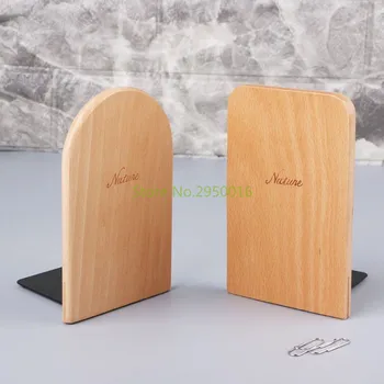 

Nature Wooden Bookends Desktop Organizer Desktop Office Home Anti-skid Book Ends Book Stand Holder Shelf Gift C26