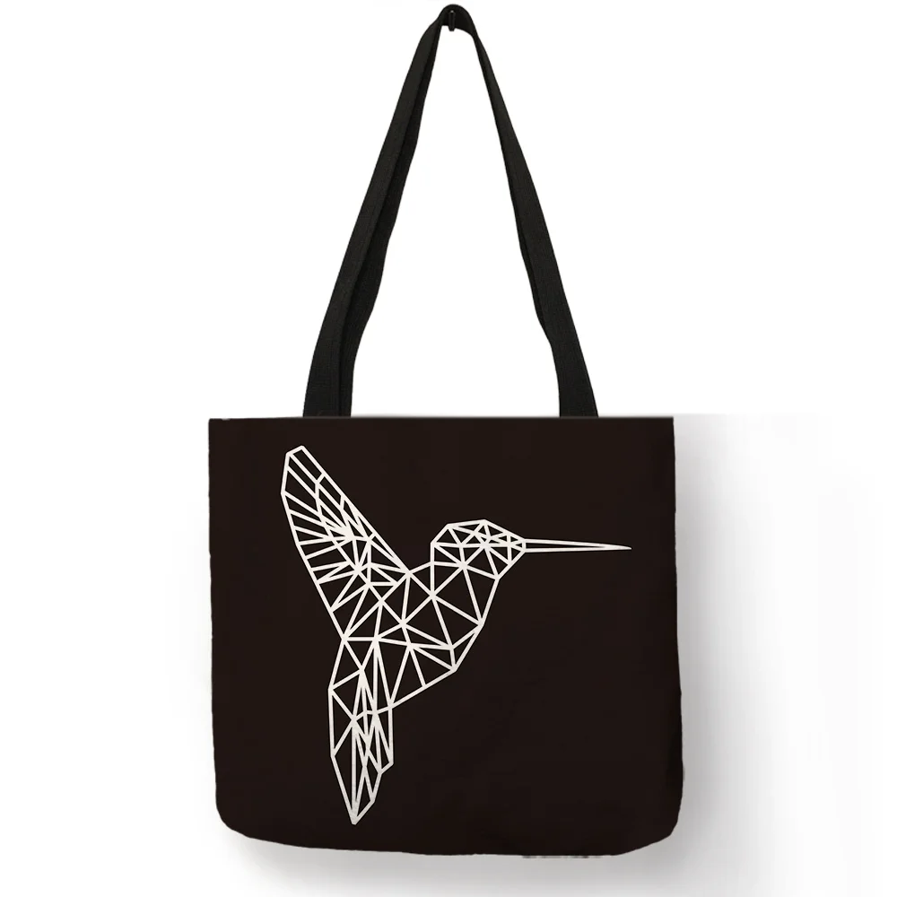 

Fashionable Black White Design Handbag Black Animal Owl Cat Pig Silhouette Print Shoulder Bag Daily Office Outdoor Tote Bag Sack