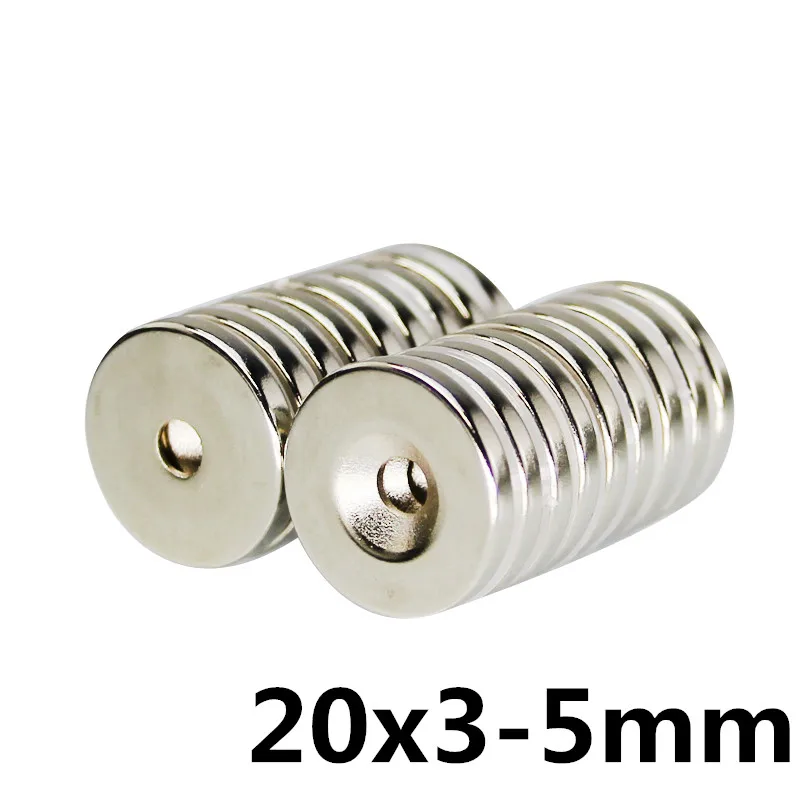 

10pcs 20mm x 3mm Hole 5mm Strong Ring Round Magnets 20*3 20x3 Rare Earth Neodymium Circular Permanent countersunk Magnet 20*3-5