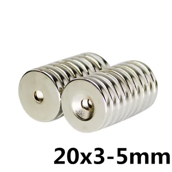 

10pcs 20mm x 3mm Hole 5mm Strong Ring Round Magnets 20*3 20x3 Rare Earth Neodymium Circular Permanent countersunk Magnet 20*3-5