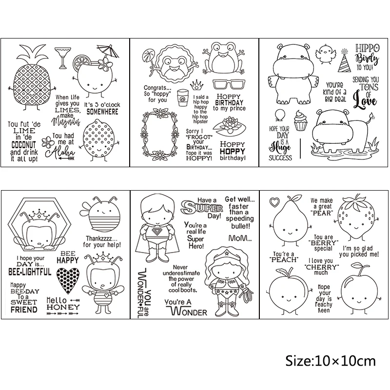 

AZSG Cartoon Fruits/Animals Transparent Clear Stamps/Silicone Seals for DIY Scrapbooking photo album/Card Making