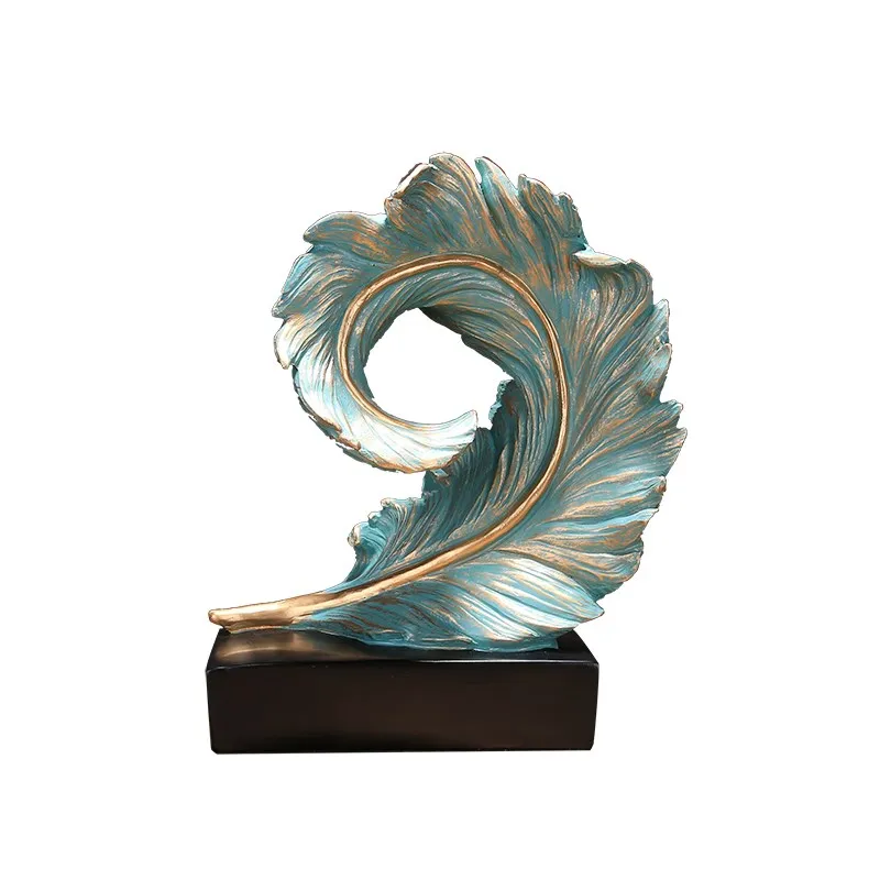 

Nordic Creative Abstract Retro Feather Figurine Home Decor Ginkgo Biloba Leaf Resin Craft Gift Desktop Decoration Office R1508