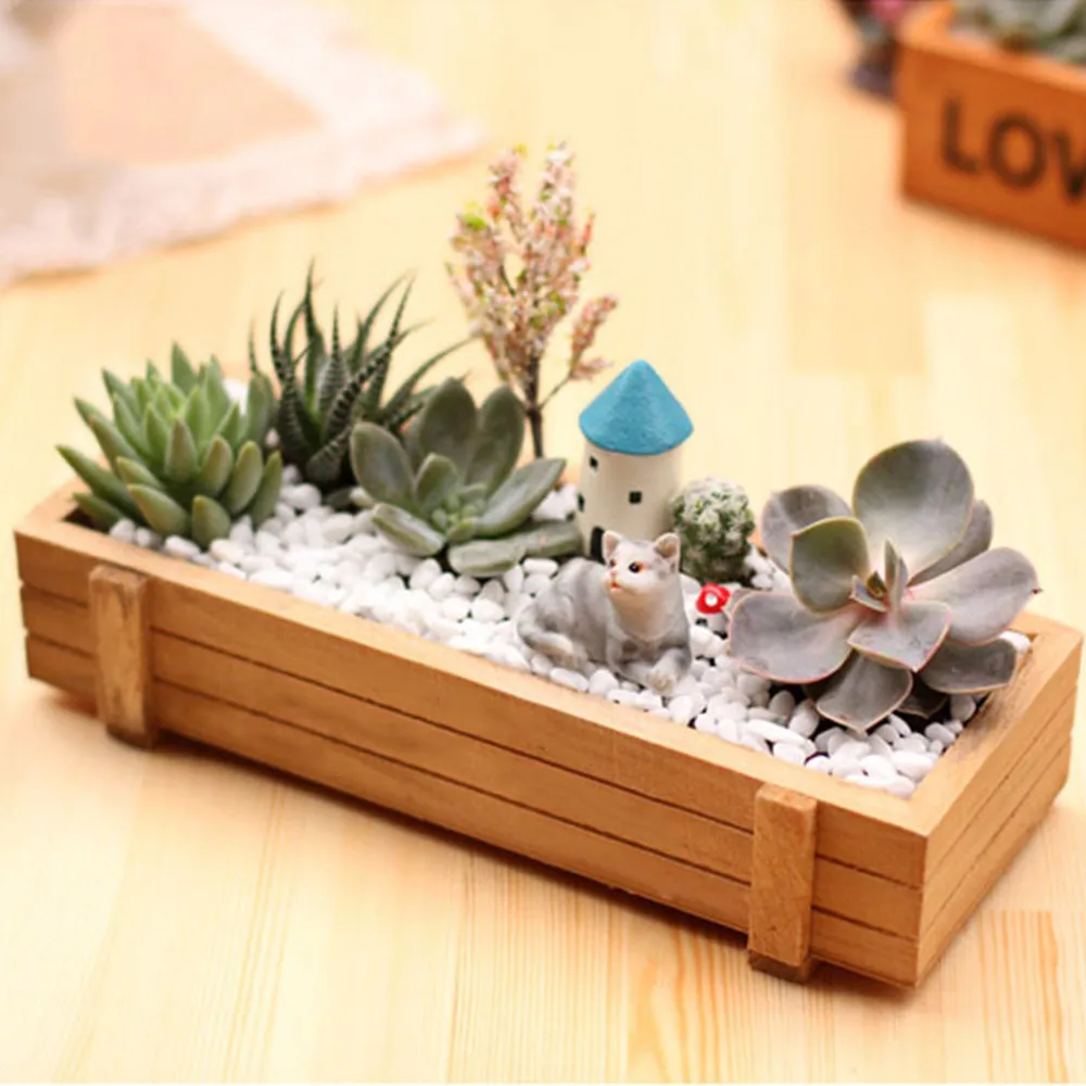 Garden Plant Pot Decorative Vintage Succulent Wooden Boxes Crates Rectangle Table Flower Pot Gardening Device Garden Plant Pot Decorative Vintage Succulent Wooden Boxes Crates Rectangle Table Flower Pot Gardening Device