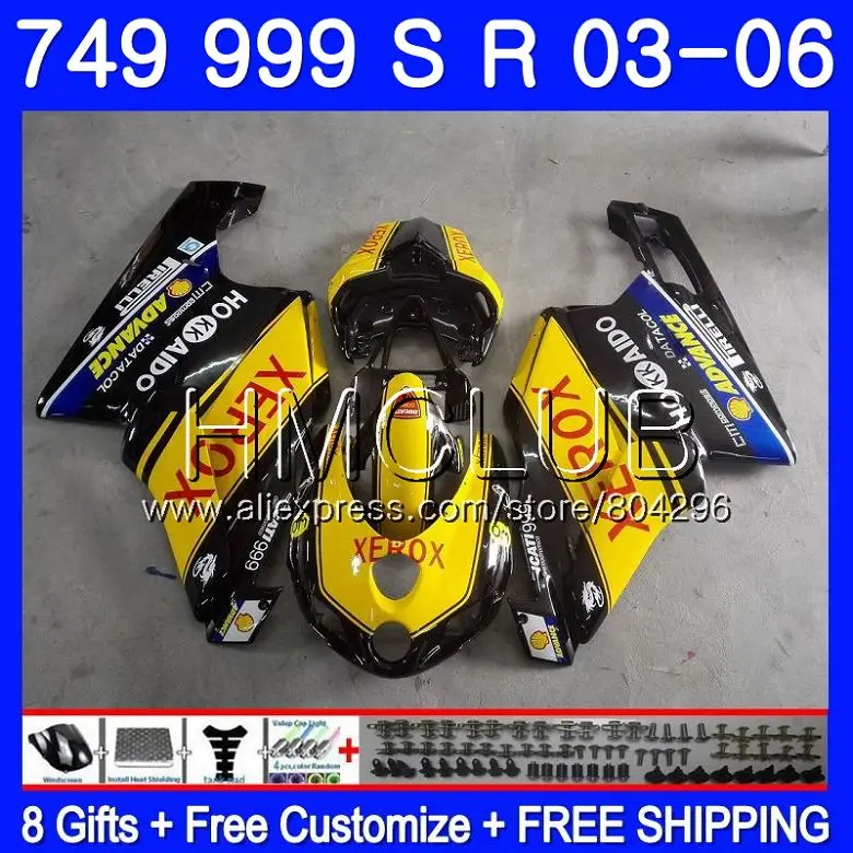 Корпус для поездок на мотоцикле DUCATI 749-999 749 999 03 04 749 S 999 S 05 06 цвета: черный, желтый, 133HM17 749 999 S R 749R 2003 2004 999R 2005 2006 комплект обтекателей - Цвет: No. 1