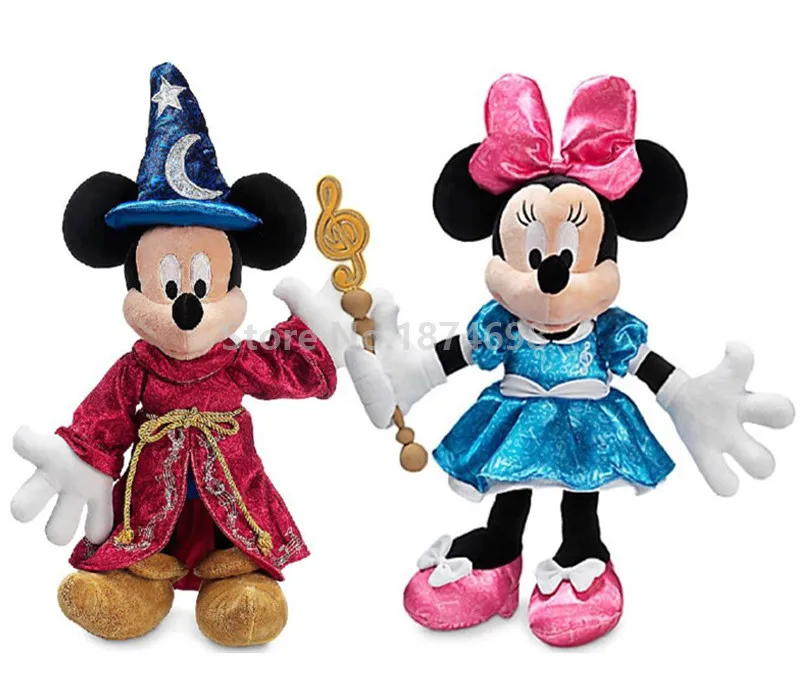 

New Fantasia Sorcerer Mickey 55cm Minnie 50cm Plush Toy Doll Cute Stuffed Animals Kids Toys Children Gifts
