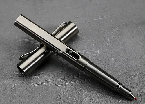Титановая ручка TC4 с длинным рукавом 140 мм, двойная сменная ручка для письма, перьевая ручка с гелевыми чернилами 0,35 мм, пишущая ТОЧКА 61 г с сильным эластичным зажимом