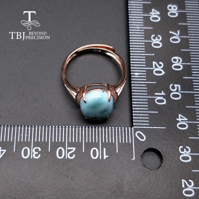 TBJ, простой стиль, кольца с натуральным драгоценным камнем Ларимар, серебро 925 пробы, хорошее ювелирное изделие для женщин и девушек, юбилей или повседневная одежда