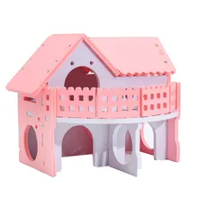 Cama Hamster Sleeping Nest Wood Nest of Small Color House Bear Double Environment-friendly Villa balcony Animal Transport Cage