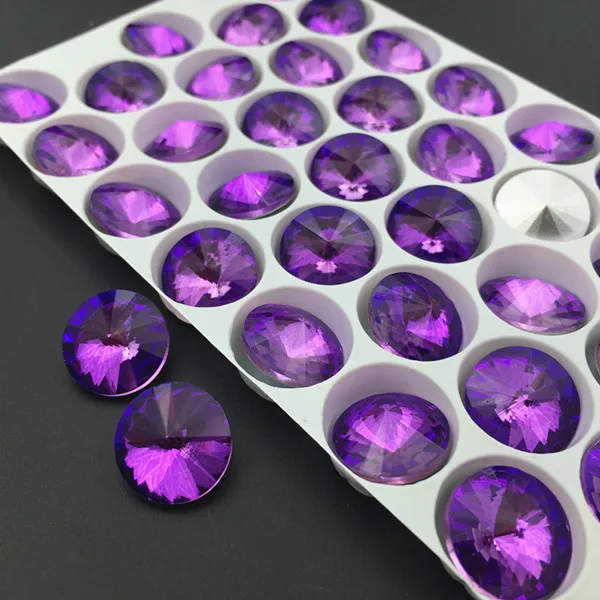 Glass crystal 6mm 8mm 10mm 12mm 14mm 16mm 18mm Fancy colors mix Rivoli round shape Glue on rhinestone beads handicraft diy trim 