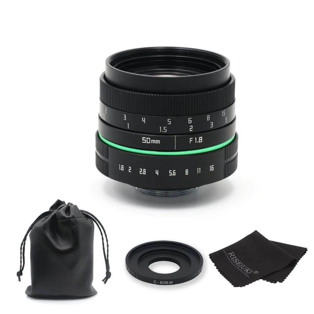 Новый зеленый круг 50 мм f/1 8 C крепление CCTV объектив камеры (V2) для Canon EOS M EF