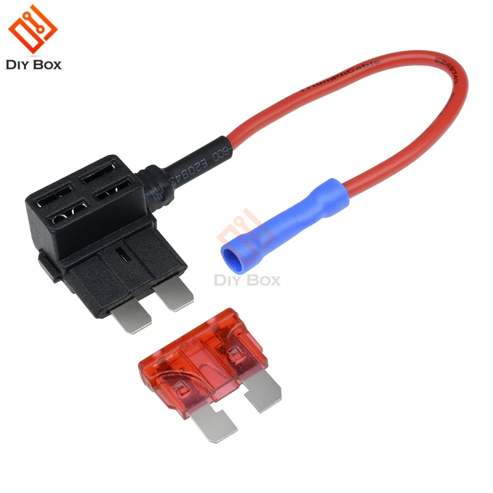

12V Car Fuse Holder Fusible Add-a-circuit TAP Adapter with 10A Micro Mini Standard ATM Blade Fuse Portafusibles