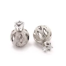 Gold Silver Plated Metal Ball Hollow Stud Earring Crystal Crown Double Sides Big Pearl Earrings For Women Party Jewelry