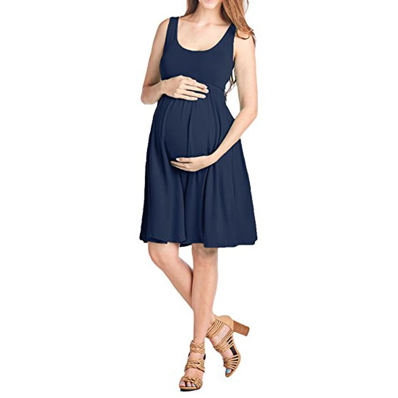 maternity dress-pregnancy dress-women dress elegant navy blue AS1755