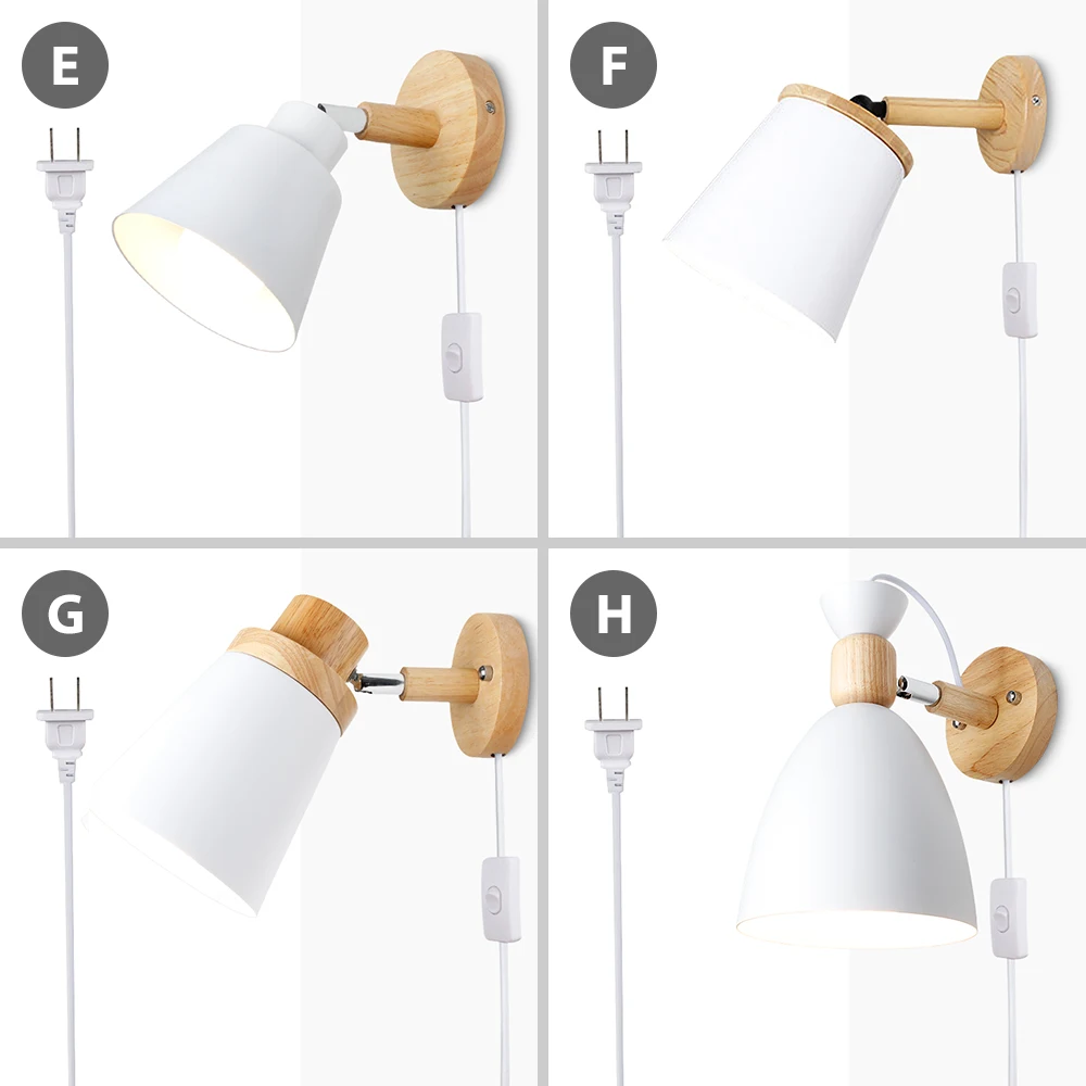  Wood Wall Lamp with plug and 1.2 meters Line Cable with Knob Switch Creative Bedside wall light US/ - 33045137587