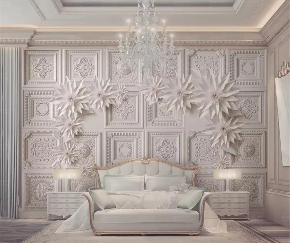 

beibehang Custom mural 3d stereo photo wallpaper beautiful European-style relief brick wall flowers background wall paper mural