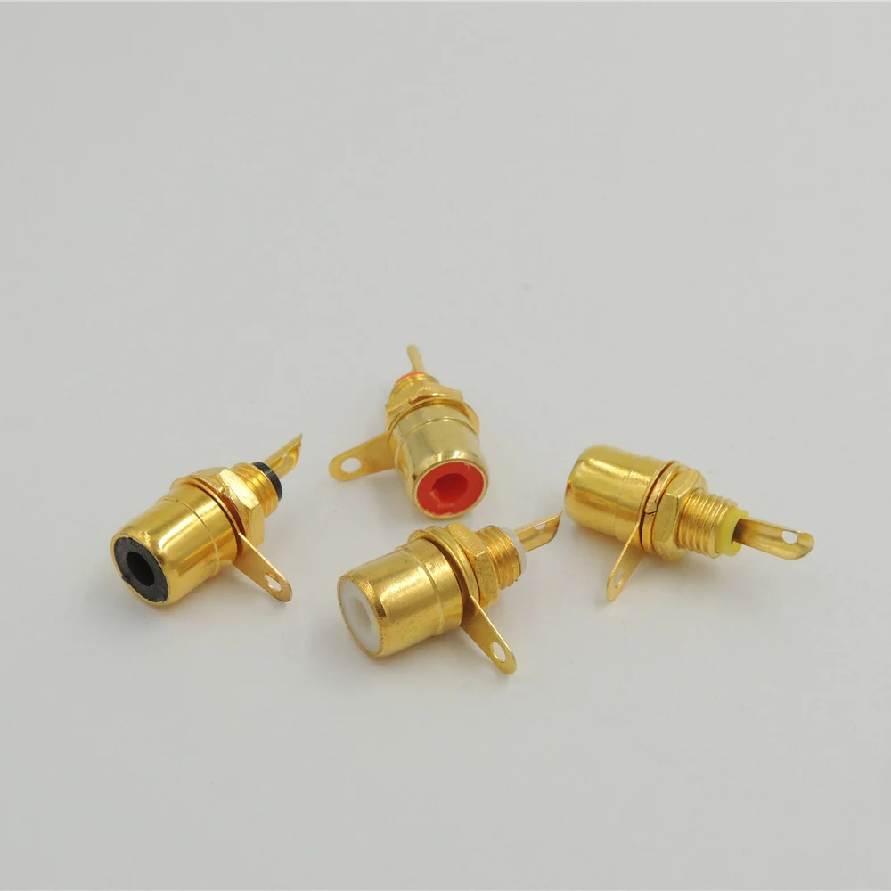 

100 pcs RCA Phono Chassis Panel Mount Female Socket Metal adapter Gold plated