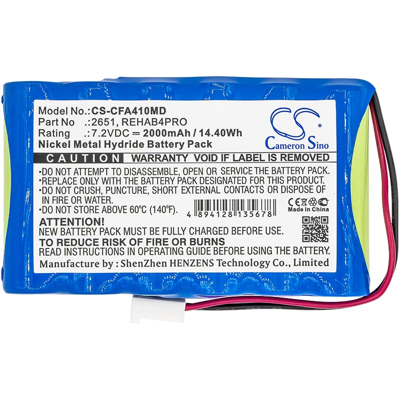Cameron Sino Upgrade For Cefar 2651,REHAB4PRO Medical Battery Ni-MH 2000mAh / 14.40Wh Cameron Sino Upgrade For Cefar 2651,REHAB4PRO Medical Battery Ni-MH 2000mAh / 14.40Wh