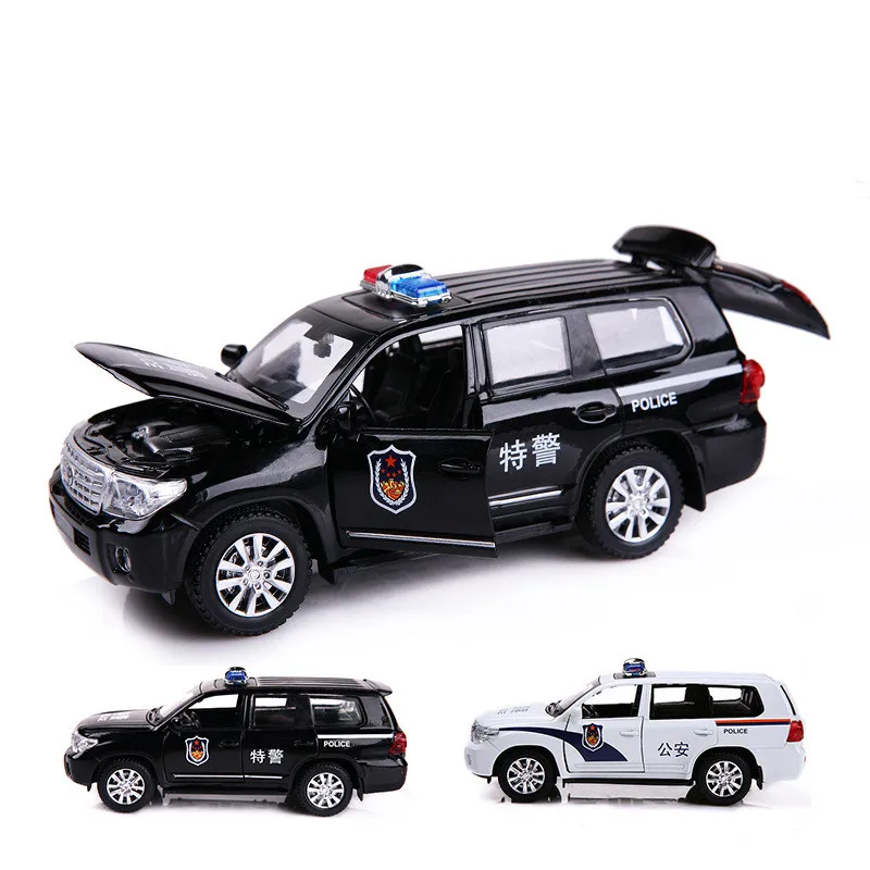 

Sale 1:32 Toyota special police alloy model,simulation die-cast metal sound and light pull back toy SUV car model,free shipping