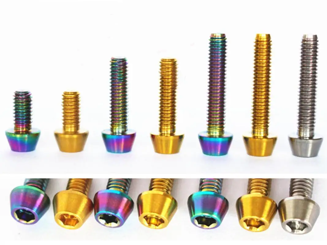 4 PCS M4x8mm Golden GR5 Titanium Cone head Bolts For Bike Rear Derailleur