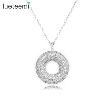 

LUOTEEMI Free Shipping Top Luxury Engagement Micro Zircon Pendant Chain Necklace Fashion Jewelry for Noble Women