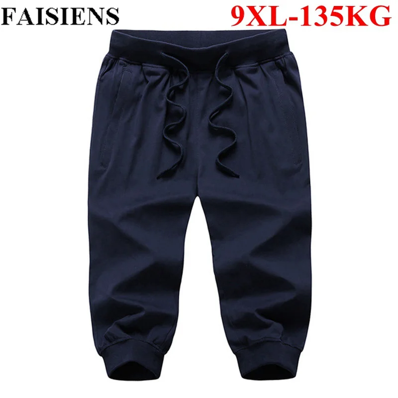 FAISIENS Большие размеры 8XL 9XL шорты для мужчин с эластичной талией однотонные черные синие свободные тонкие дышащие 5XL 6XL эластичные повседневные мужские шорты