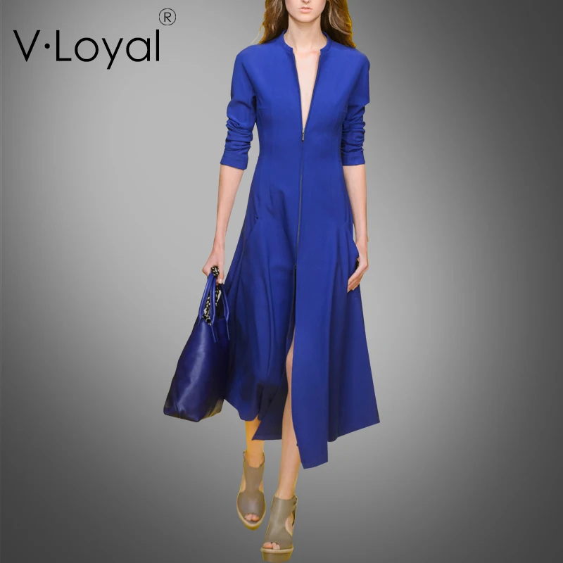 Nieuwe lente slanke rits dress lange mouwen dress europese high-end een woord Nieuwe lente slanke rits dress lange mouwen dress europese high-end een woord