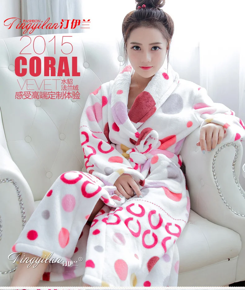 Утепленный фланелевый Халат для влюбленных пар одежда сна с длинными рукавами