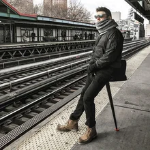 Outdoor travel artifact portable subway light mini portable seat rod folding retractable stool stick camping hiking tool