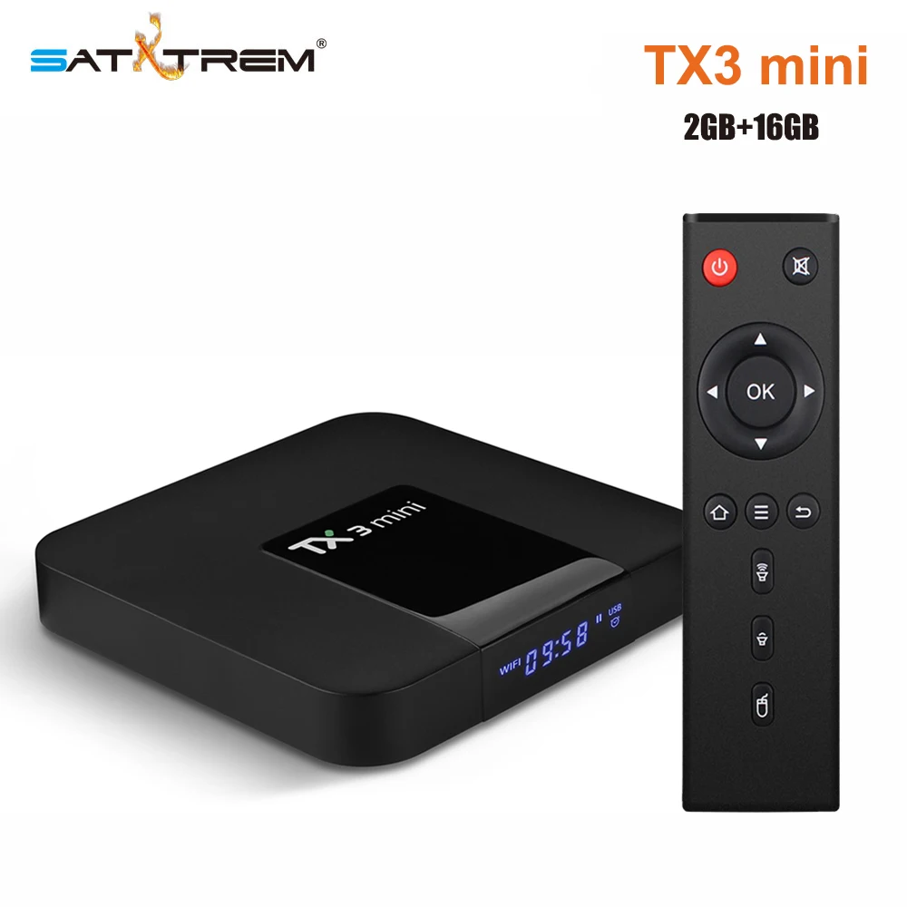 

SATXTREM TX3 mini Android 7.1 Smart TV BOX 2GB DDR3 16GB Amlogic S905W Quad Core Set Top Box H.265 4K WiFi Youtube Media Player