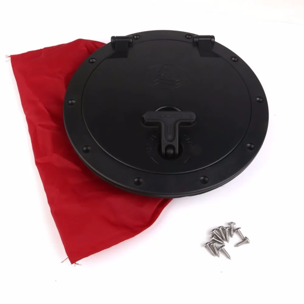8" Black&Red Hatches Cover Deck Plate Kit & Waterproof bag for Marine