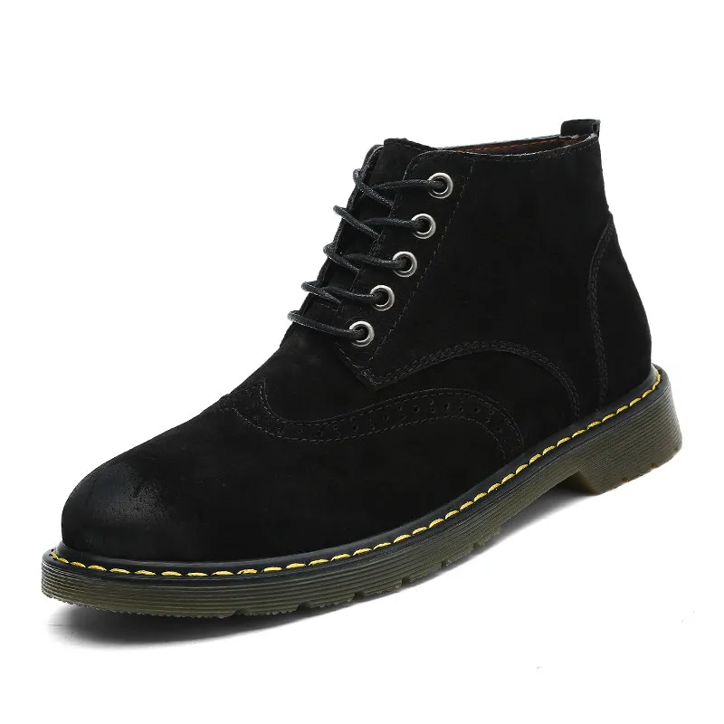 

Brand Super Warm Men Boots Winter Leather Boots Waterproof Rubber Snow Boots England Retro Ankle Boots for Men Winter Shoes