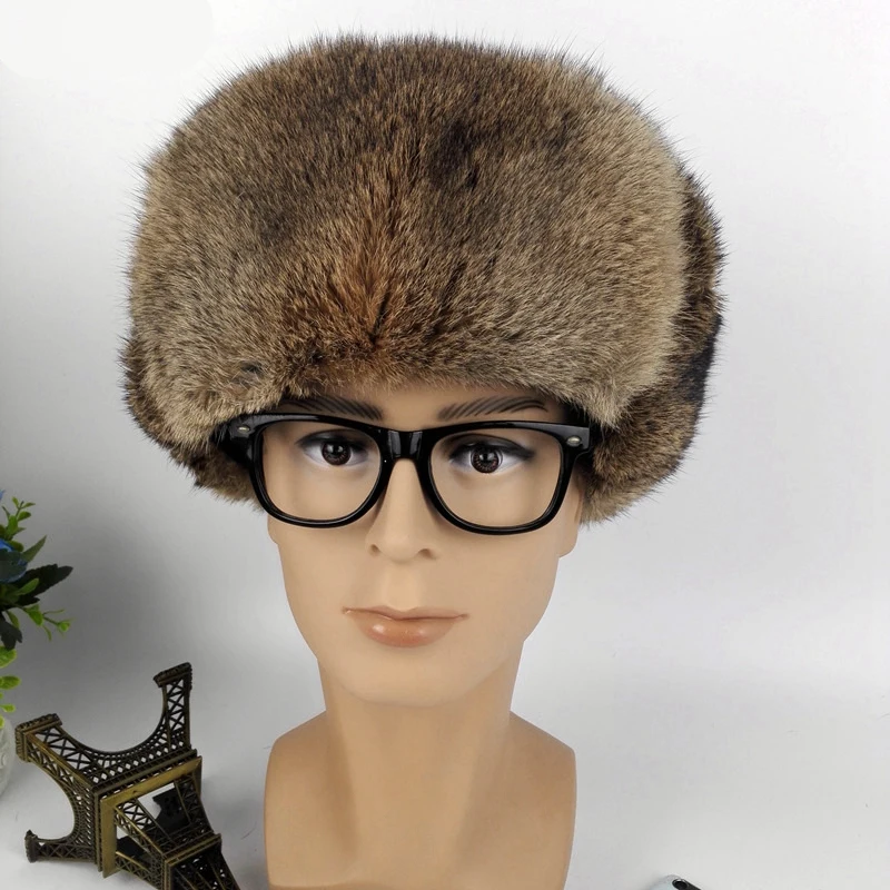 (TopFurMall) мужские шапки бомберы из натурального кроличьего меха зимние теплые