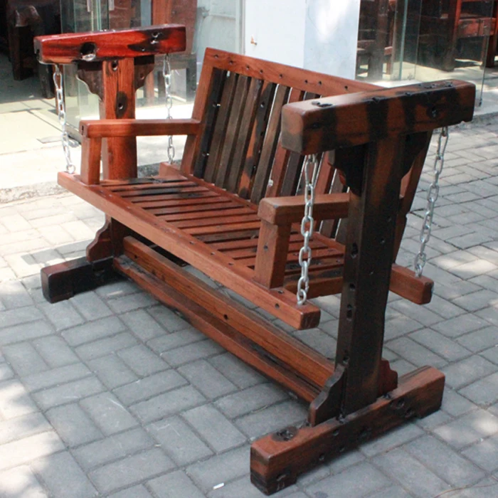 Madera vieja respaldo Doble columpio al aire libre silla colgante