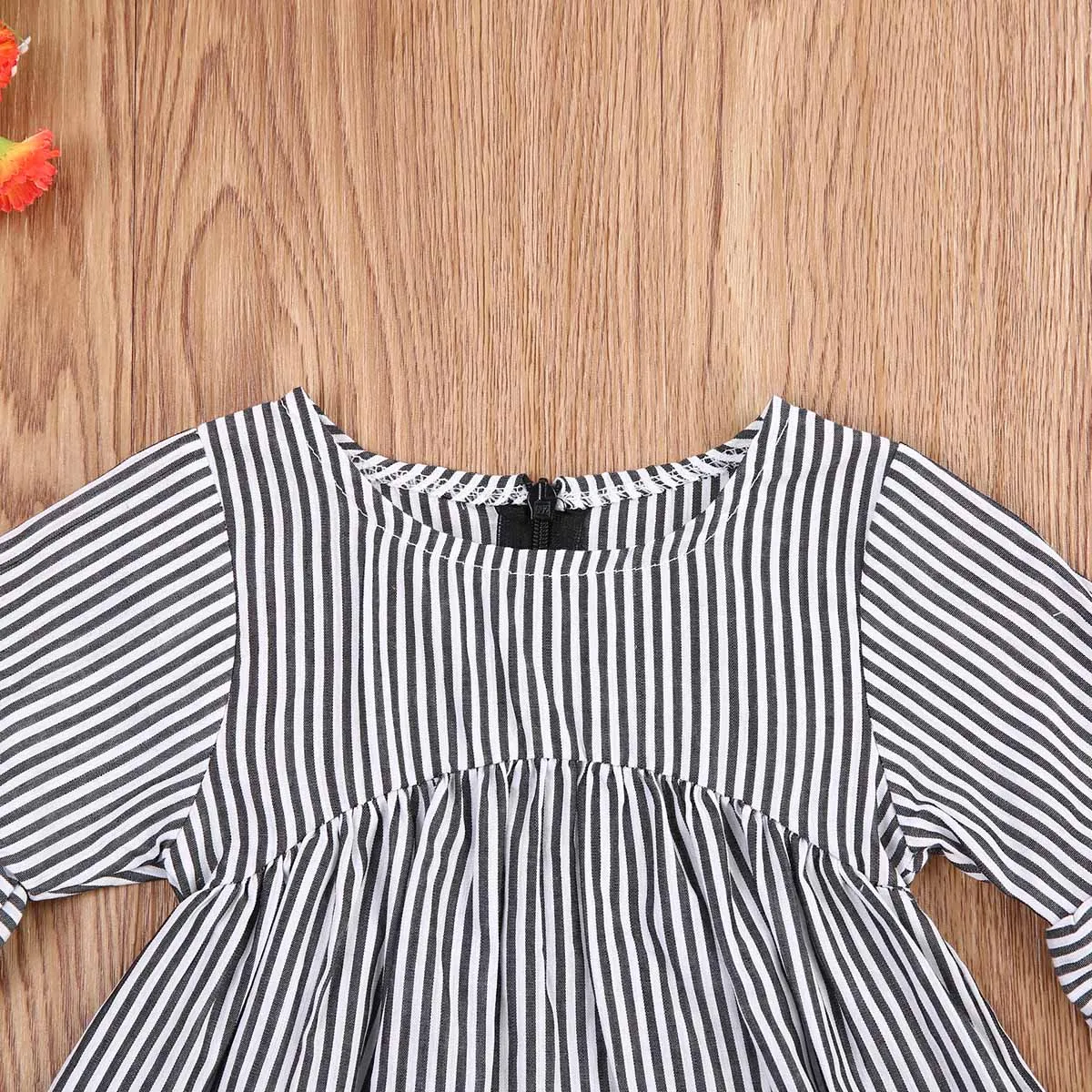 Милый комплект детской одежды для маленьких девочек детские длинные полосатые блестящая блузка с рукавами свободные рубашки хлопковая блуза на возраст от 0 до 24 месяцев