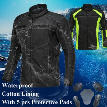 

LYSCHY Waterproof Motorbike Motocross Jacket Oxford Hard Wear Winter Waterproof Biker Jacket M-XXXL With CE Protector Pads