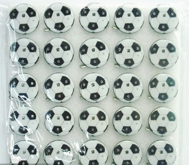 

300pcs New football shape pins toy led light flashing badge light-up party favor toys as soccer ball fans cheap gifts