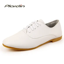 2017 neue Casual Frauen Schuhe Damen Round Toe Lace Up Einzigen Schuhe Frau Weiß Schuhe Weibliche Echtem Leder Mode Wohnungen