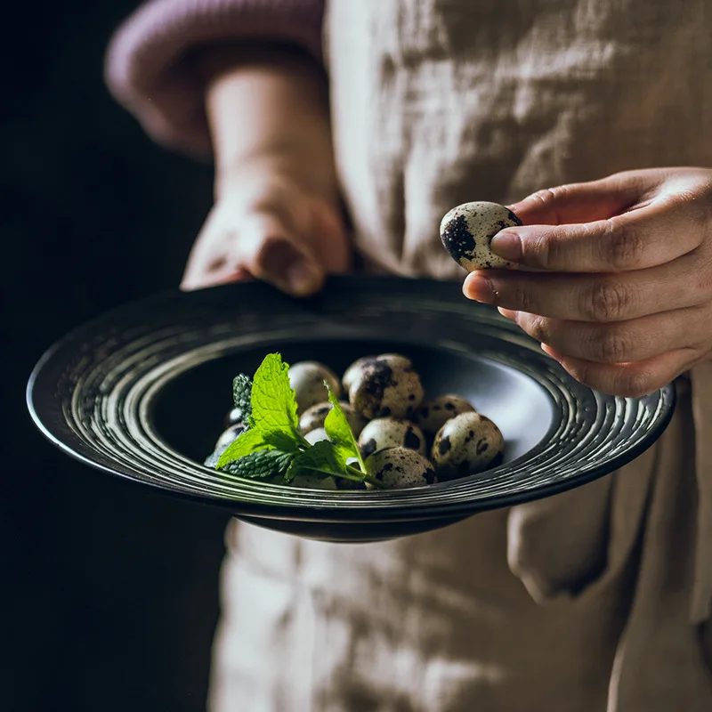 Скандинавские керамические макароны лапша глубокая тарелка ручная роспись соломенная шляпа тарелка домашнее блюдо Бытовая утварь столовая может поставить логотип