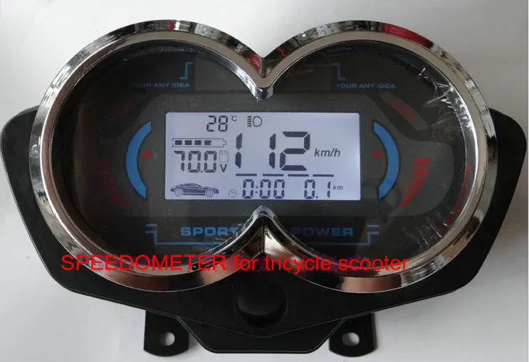 

lcd display speedometer dashboard for electric scooter tricycle with shell 48v-96v white screen battery voltage light indicator