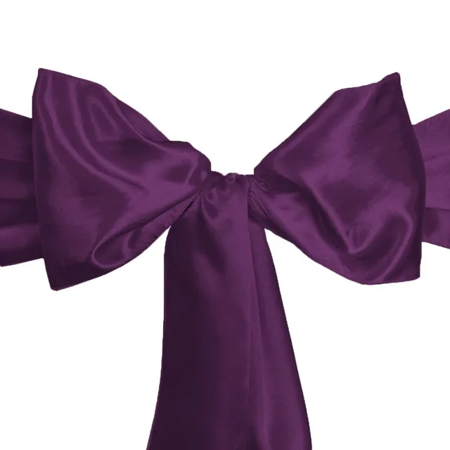 Us 99 99 100pcs Satin Eggplant Elegant Chair Bridal Sashes Bow Back Tie Table Runner For Wedding Party Banquet Decor Free Shipping In Sashes From