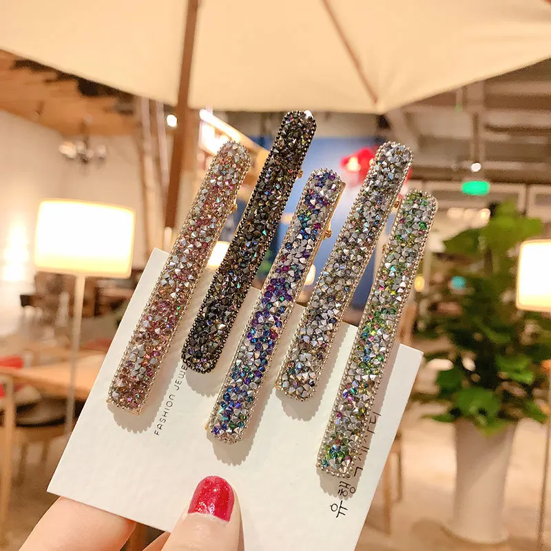 

Fashion hair clip female Korean hairpin new full rhinestone super flash hair clip side Accessories For Women Girls Headwear