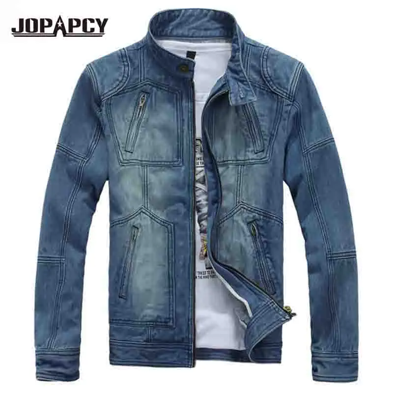 Buy Men's Patchwork Jeans Jackets Pockets Outdoors