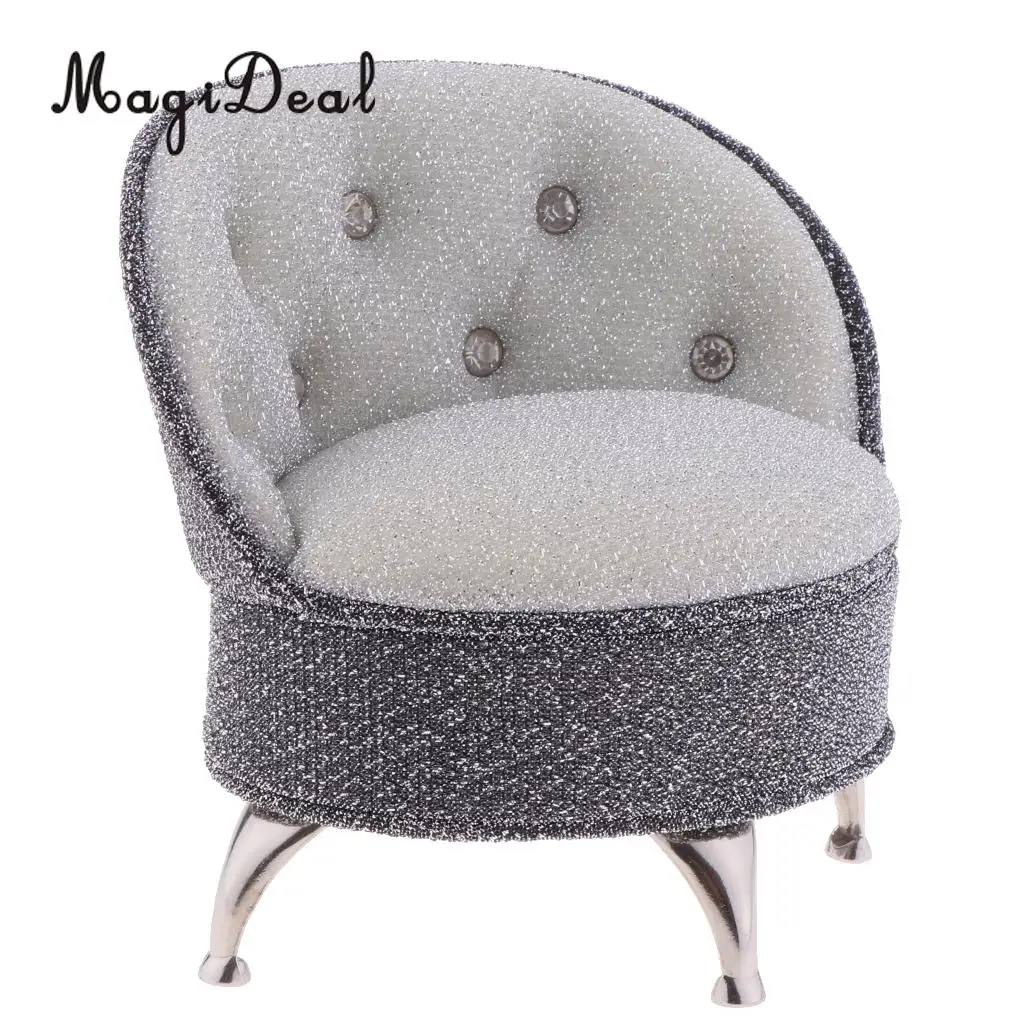 1/6 Scale European Style Single Sofa Chair with Rhinestone Dolls House Bedroom Living Room Furniture Decoration Model Toy