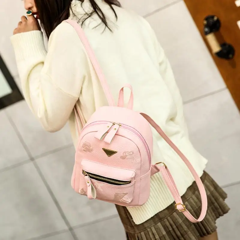 

Zipper Backpack Women Fashion Small PU Leather Shoulder Bag for Girs Travel Casual School Bags Teenage Solid Casual Backpack