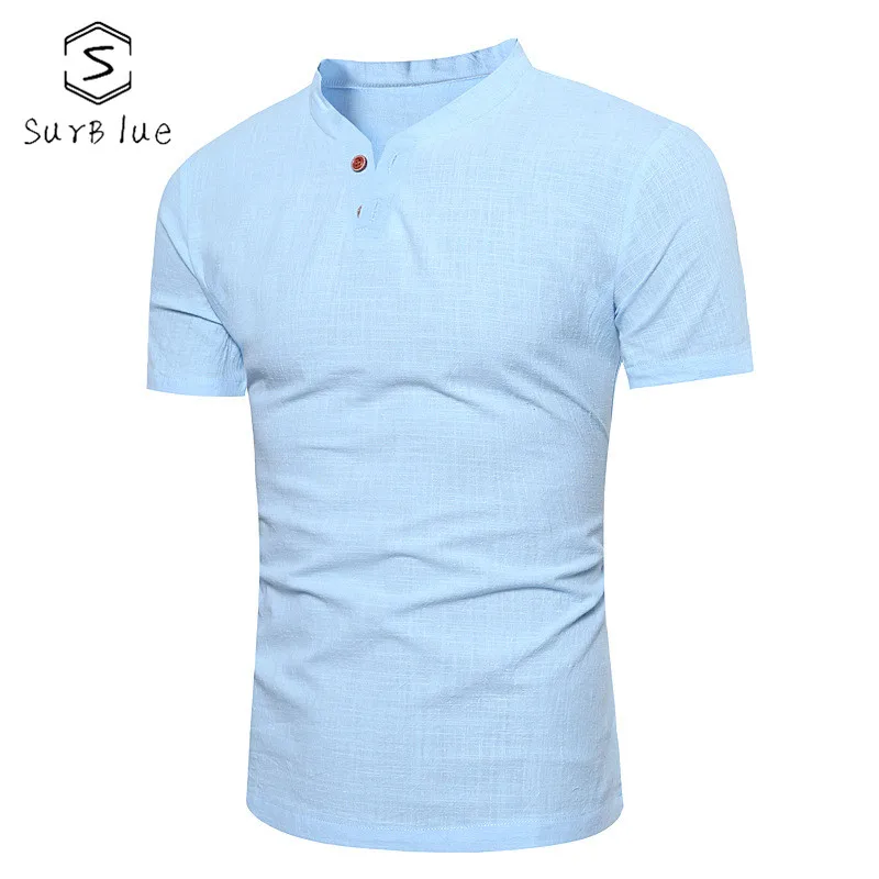 

Men's Personality Solid Color Wild Two Buckle Small Stand Collar T-shirt 2018 New Promotion Hot Sale