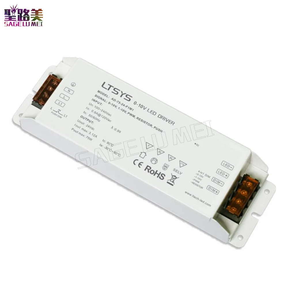 LTECH CV светодиодный драйвер AD-75-24-F1M1 AC100V - 240V вход DC 24V 3A 75W выход PUSH DIM 0/1-10V dimming