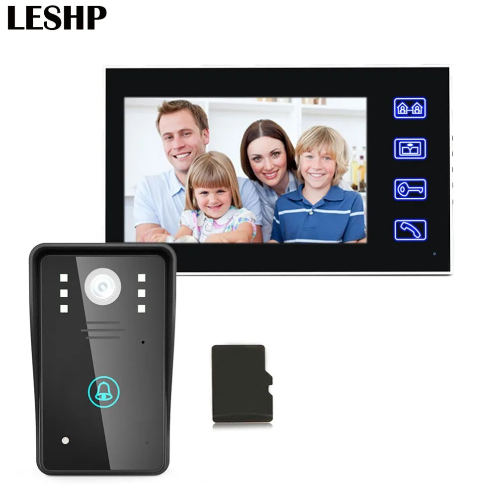 

7inch Recording Video Door Phone Intercom Doorbell With 8G TF Card Touch Button Remote Unlock Night Vision Security Camera