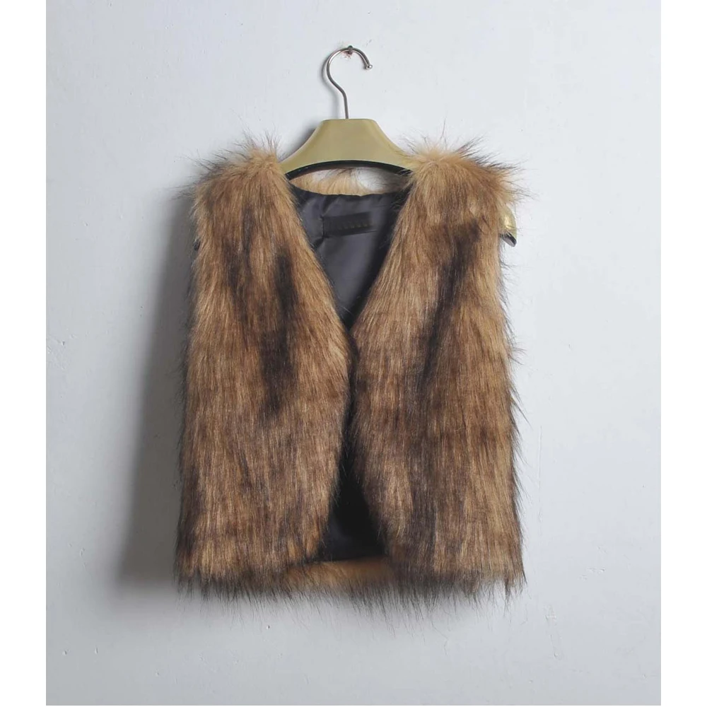 Free Ostrich Coat Faux Fur Vest Women Cardigan Sleeveless Furry Warm