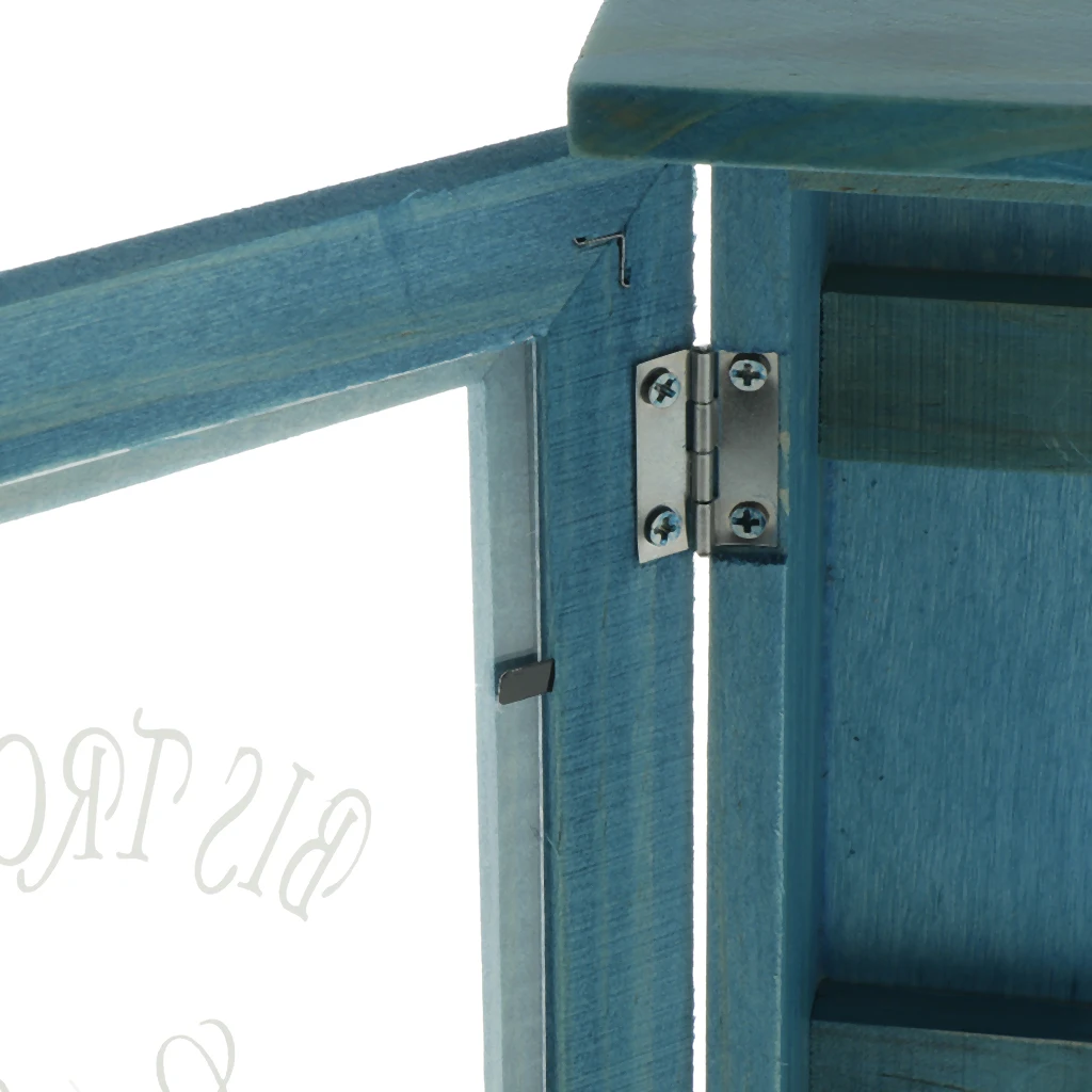 Vintage European Style Wooden Key Storage Cabinet Key Holder Box with Hanging Hooks,  21x6x25cm