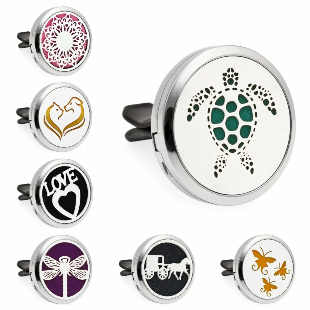 

Tortoise Flower dog & cat dragonfly Diffuser Locket Car vent clips Aromatherapy Essential Oil perfume locket Magnetic 10Pads